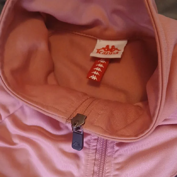 Kappa Pink Track Jacket W/ White Striped Logo On Sleeves Size Small - Picture 14 of 15